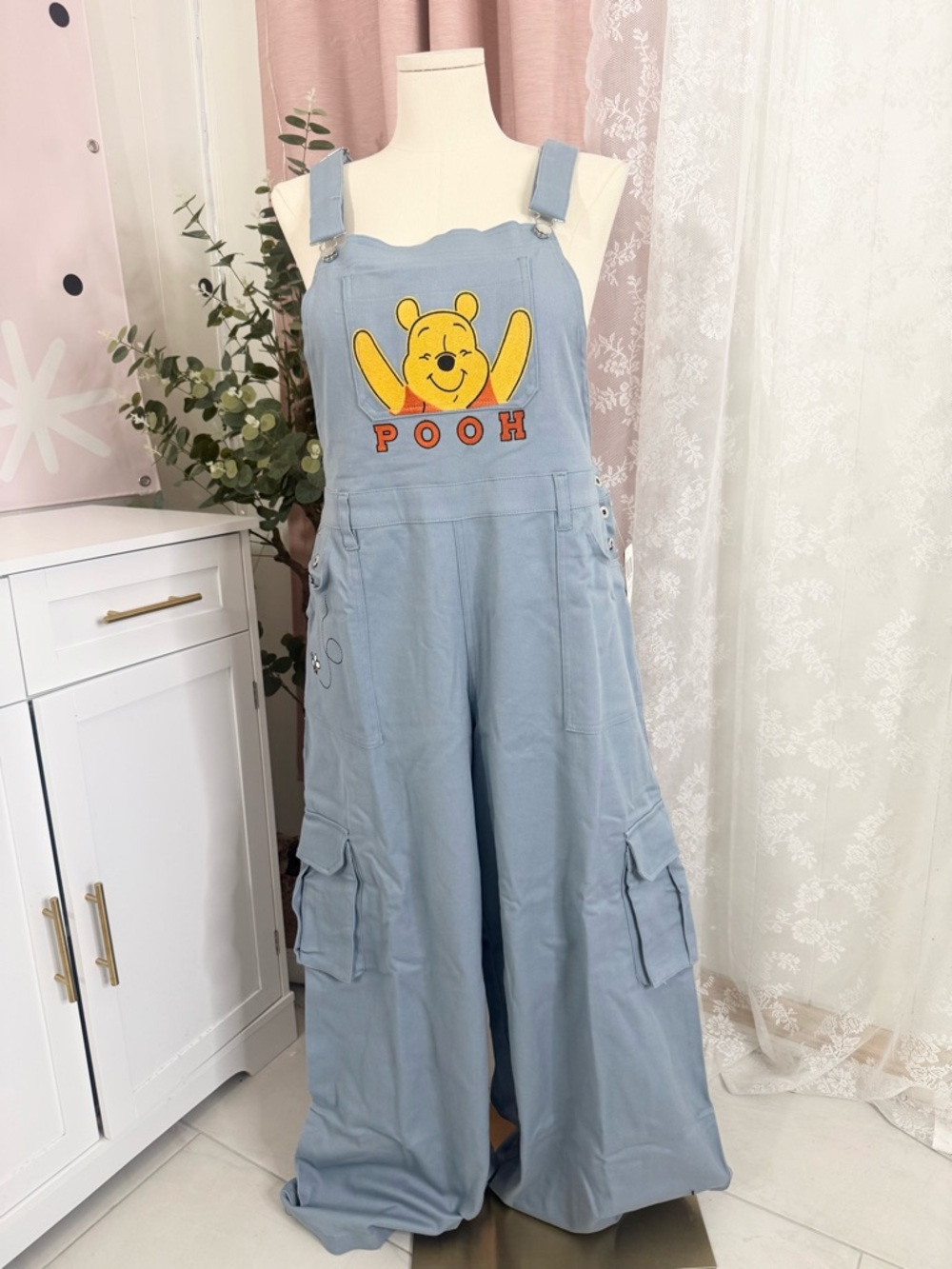 Her Universe Light Blue Winnie the Pooh Cargo Overalls BIN#8